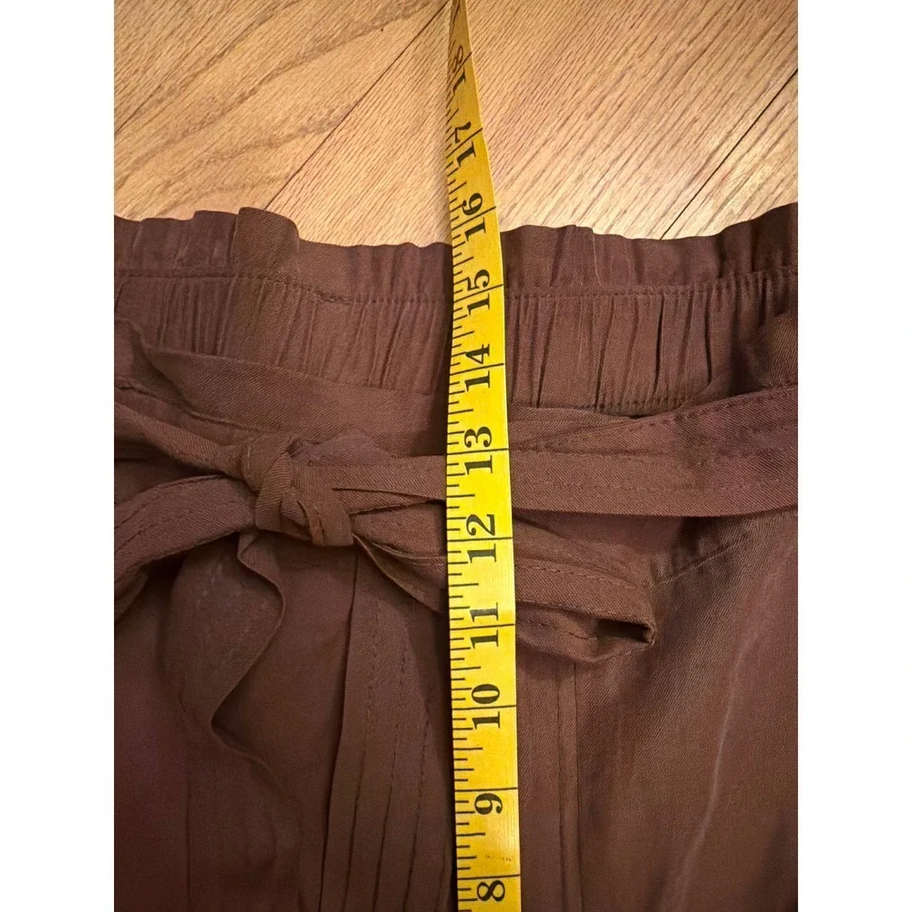 Old Navy Brown Paperbag Waist Tapered Pants Womens XL Tie Belt High Rise Trouser - Picture 7 of 8